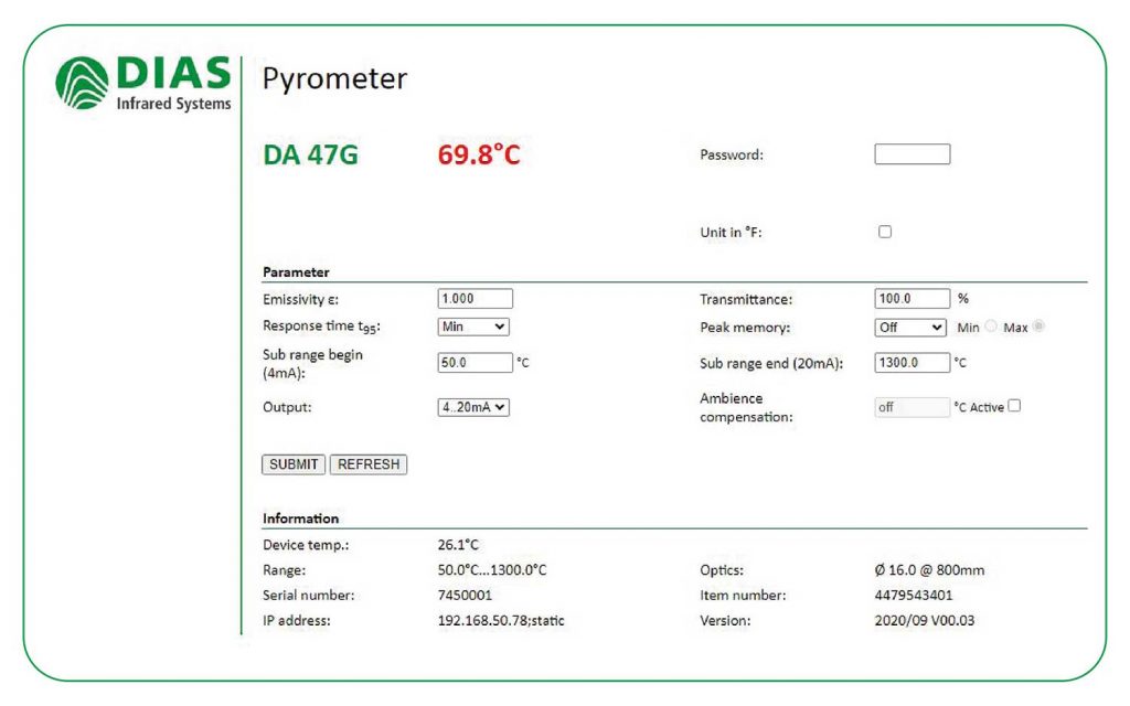 DA47G, ���B�ӾW(w��ng)�j(lu��)�Ĳ��������ͼt��y(c��)�؃x , 50-2500&deg;C